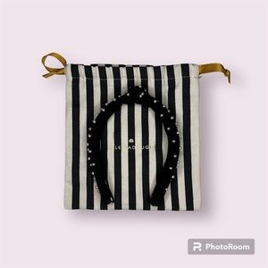 Lele Sadoughi Black Mini Pearl Slim Headband Like New